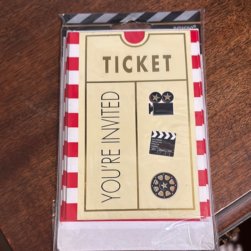 Omega Red and White Striped Ticket Invitations
